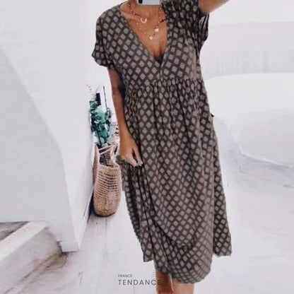 Robe Imprimée Col v | France-Tendance