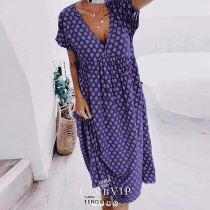 Robe Imprimée Col v | France-Tendance