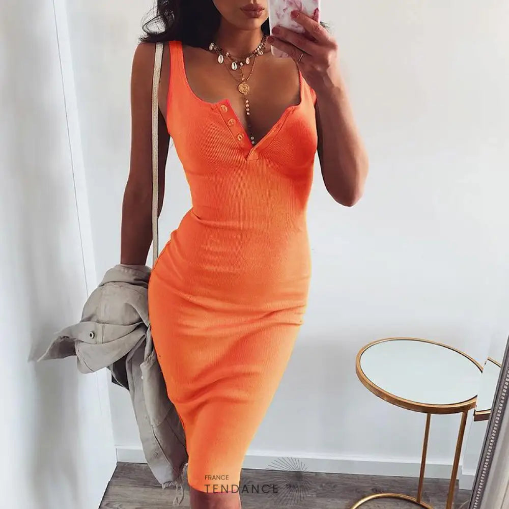 Robe Moulante à Boutons | France-Tendance