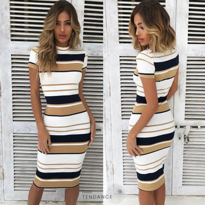 Robe Moulante à Rayures | France-Tendance