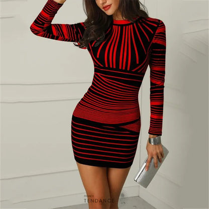 Robe Moulante à Rayures | France-Tendance