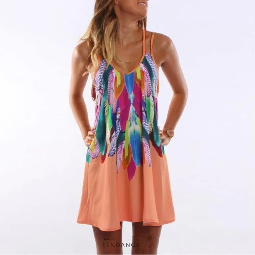 Robe plumes Bohèmes | France-Tendance