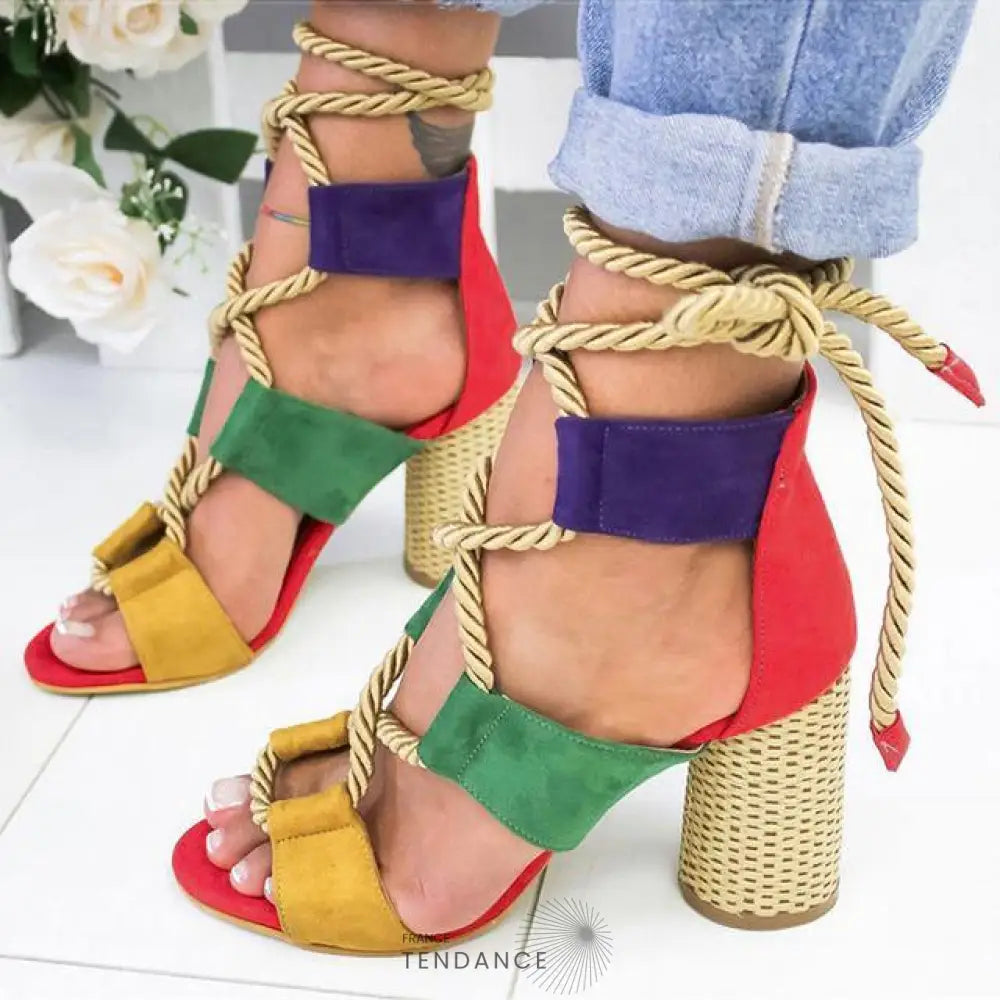 Sandales Colorées Effet Corde | France-Tendance